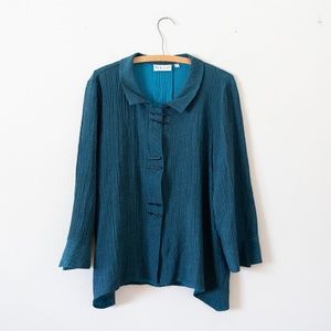 Habitat Teal Blouse High Scalloped Piano Button